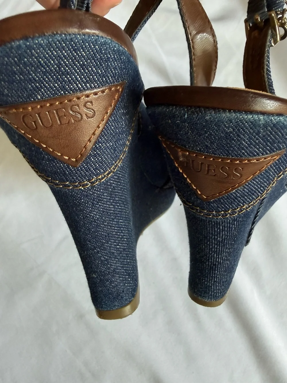 Guess Y2K Denim Wedge Slingback Wedges -